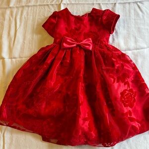 Elegant Red Floral Kids Dress